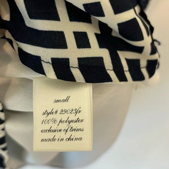 Alya Women’s Blue White Geometric Lace 3 Quarter Sleeve Mini Dress Formal Event - Picture 7 of 12